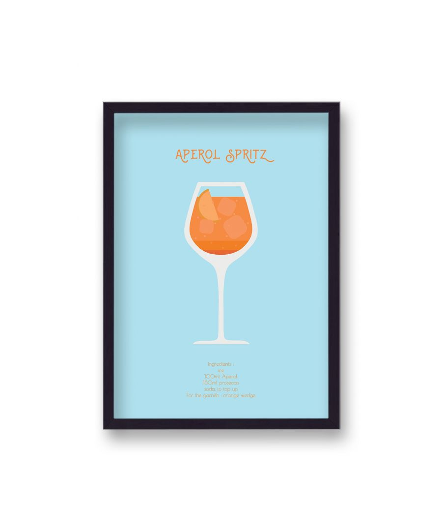 Image for Classic Cocktail Graphic Print Aperol Spritz - Black Frame