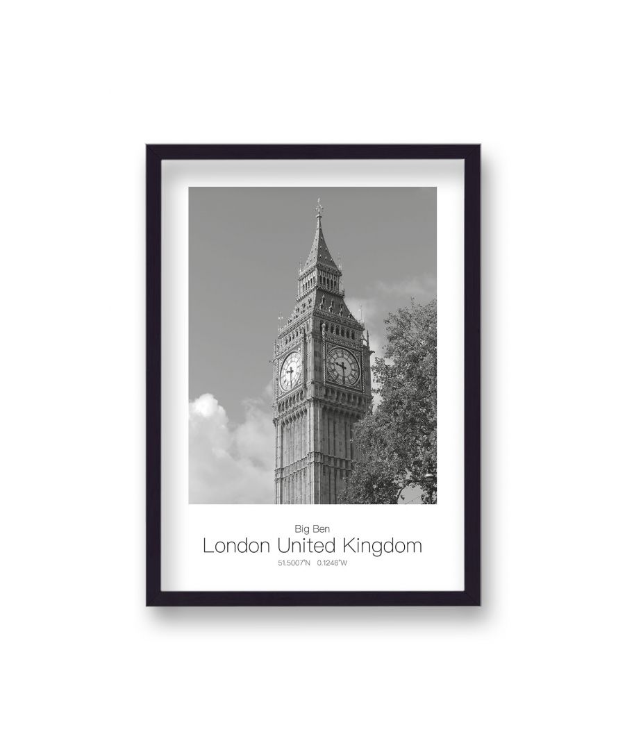 Image for Polaroid Style B&W Travel Print Big Ben London United Kingdom - Black Frame