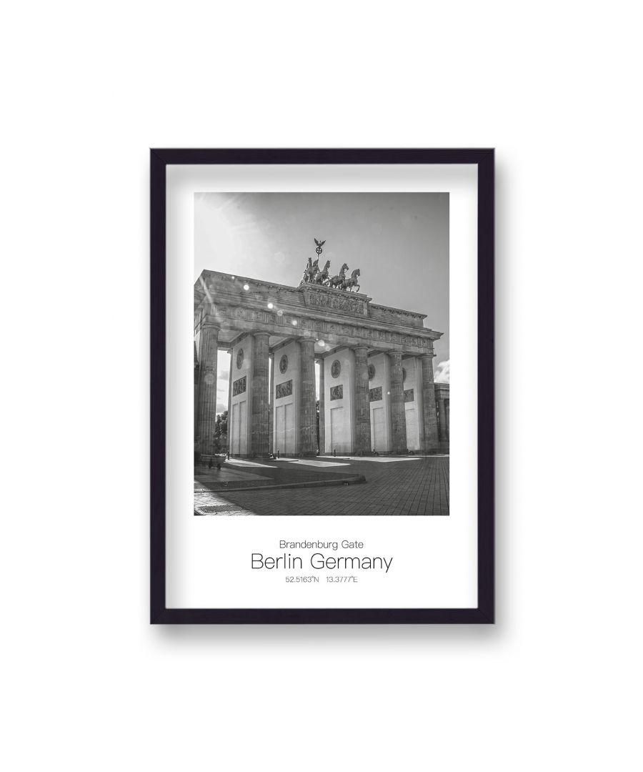 Image for Polaroid Style B&W Travel Print Brandenburg Gates Berlin Germany - Black Frame