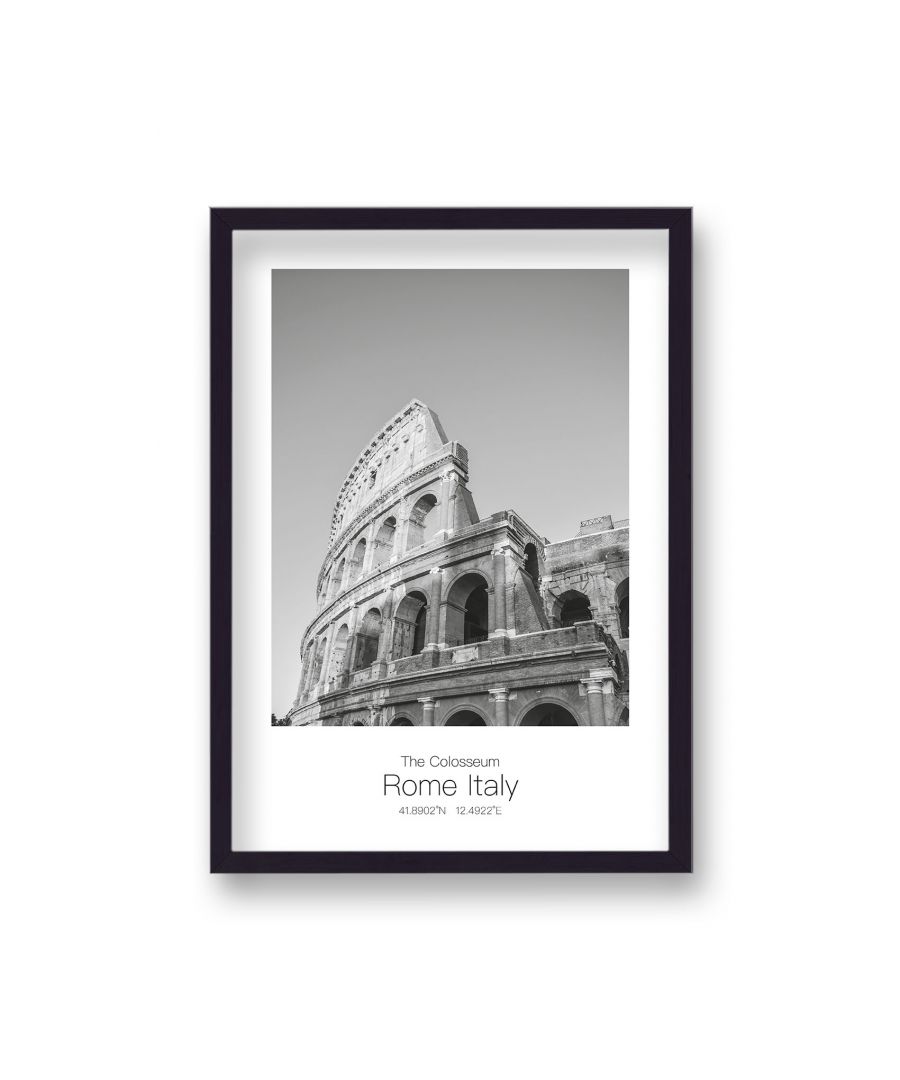 Image for Polaroid Style B&W Travel Print The Colosseum Rome Italy - Black Frame