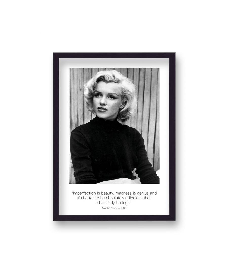 Image for Polaroid Style B&W Icon Print Marilyn Monroe Imperfection is Beauty Dated - Black Frame