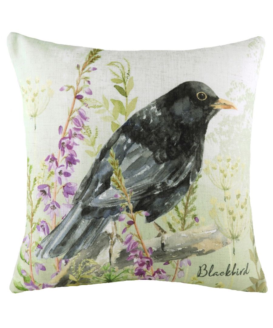 Bring a little wildlife to your interior with this super sweet watercolour style design of a Blackbird. With a soft plain reverse - this cushion will be the perfect touch to any country or neutral home.