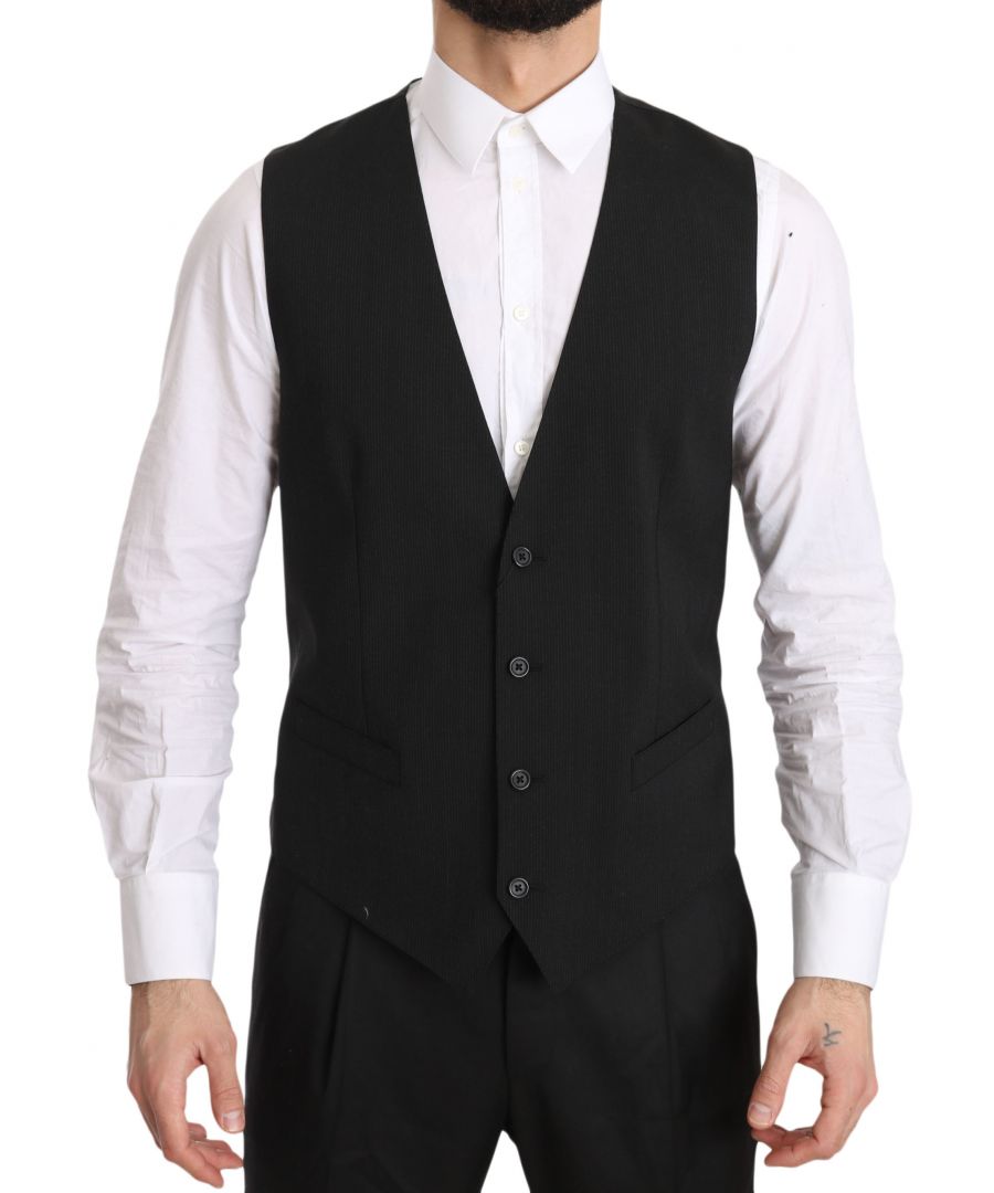 Dolce & ; Gabbana Gorgeous brand new with tags, 100% Authentic DOLCE & ; GABBANA Vest. Modèle : STAFF formal vest Fit : Regular fit Color : Gray Four button closure Two front pockets Logo details Made in Italy Material : 54% Polyester 44% Wool 2% Elastane Lining : 100% Rayon