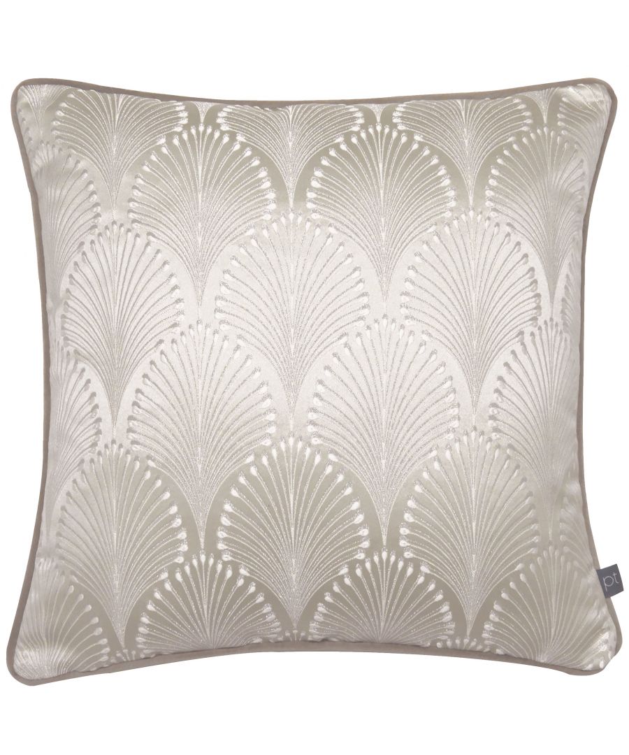 Taking an Art Deco influence, this luxury jacquard oozes glamour and would be a great finishing touch to any room.   Complete with contrast velvet piping.
