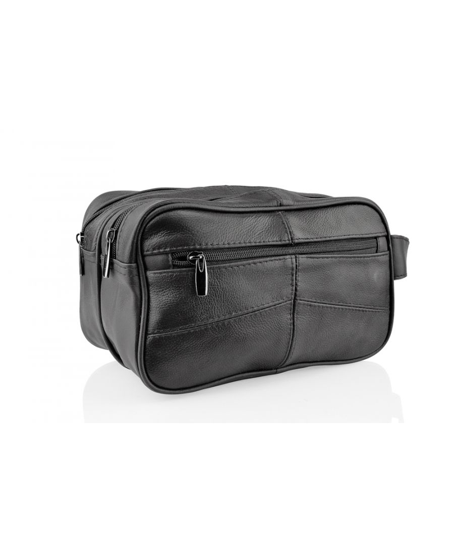 Image for Woodland Leather Black Wash Bag 10.0
