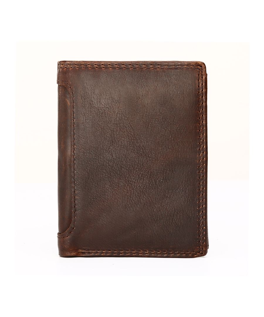 Image for Men's Vintage Genuine Leather Tri-fold Rfid Wallet