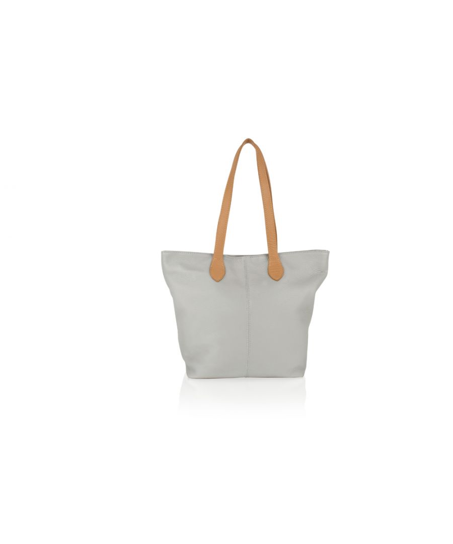 Image for Woodland Leather Light Grey Tote Shopping Bag 14.5