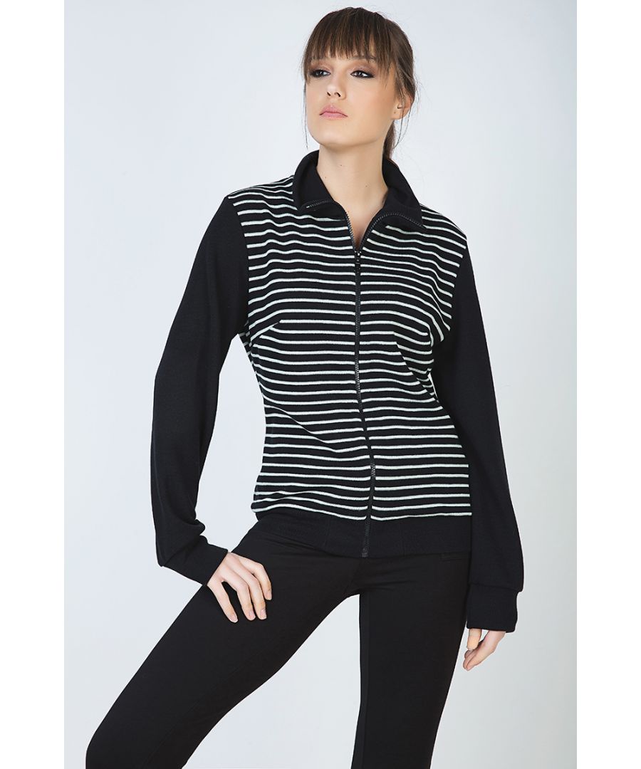 Image for Long Sleeve Cardigan in Striped Knit Fabric