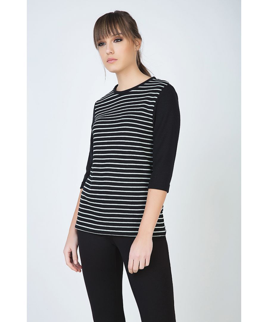 Image for Striped Top with 3/4 Sleeves
