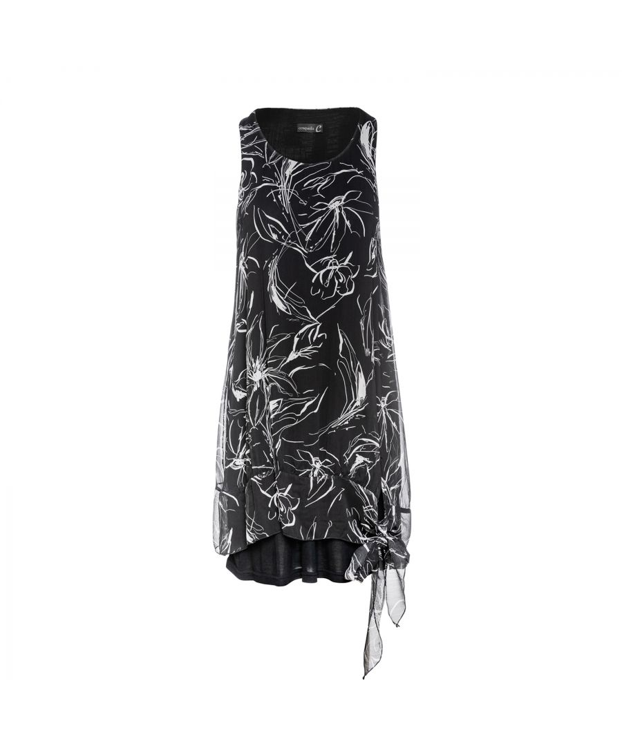 Image for Sleeveless Double Layer Dress in Black and White