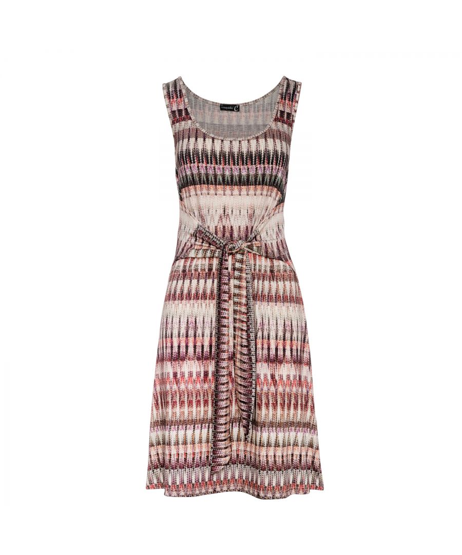 Image for Patterned Sleeveless Dress with Tie Waist