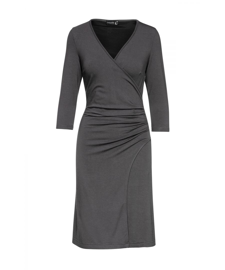 Image for Dark Grey Faux Wrap Dress