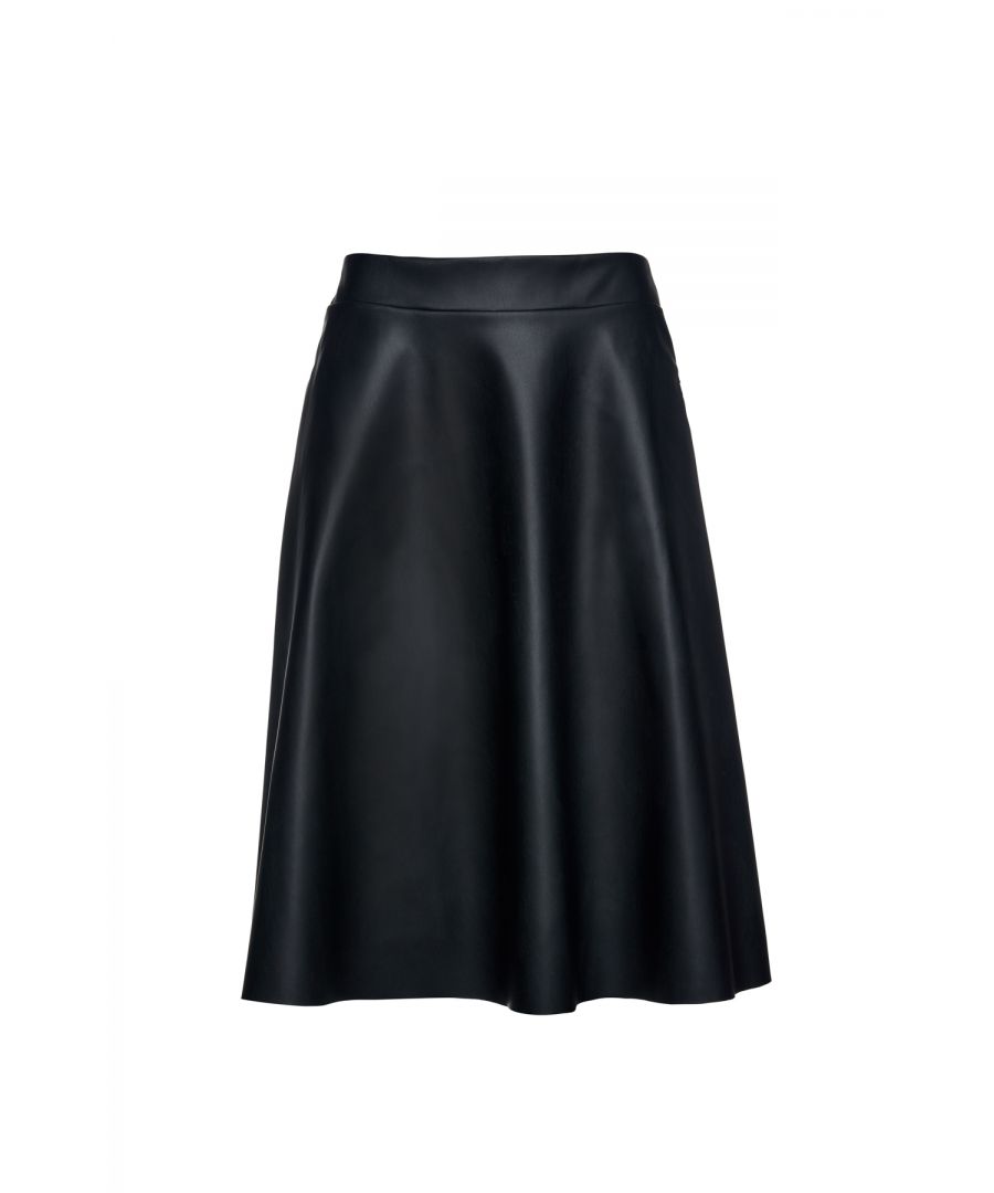 Image for Black Faux Leather Cloche Skirt