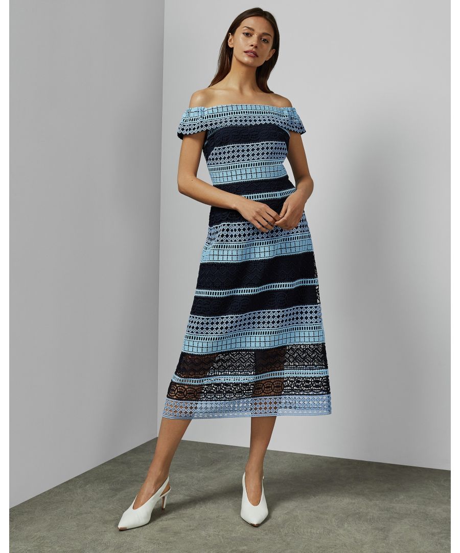 Image for Ted Baker Candaca Off The Shoulder Lace Dress in Bright Blue
