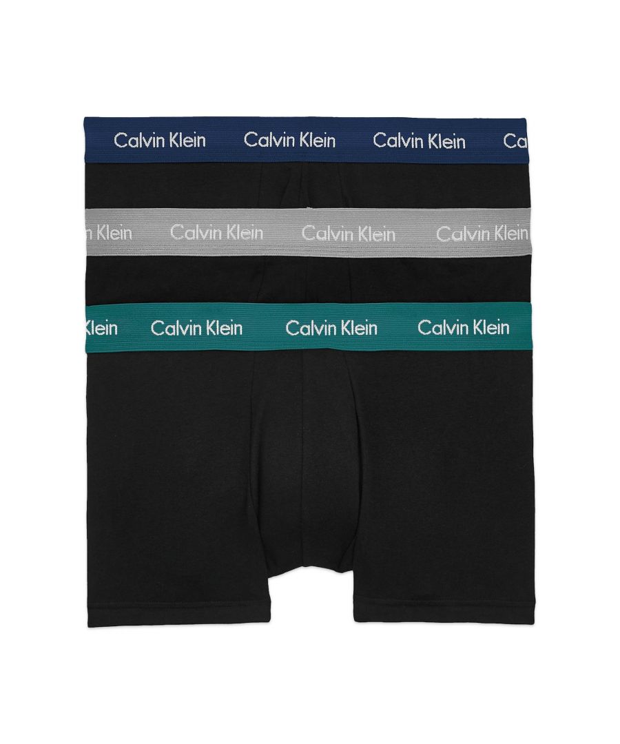 Image for Calvin Klein 3 Pack Trunks - Low Rise - Cotton Stretch, Black/Blue/Grey