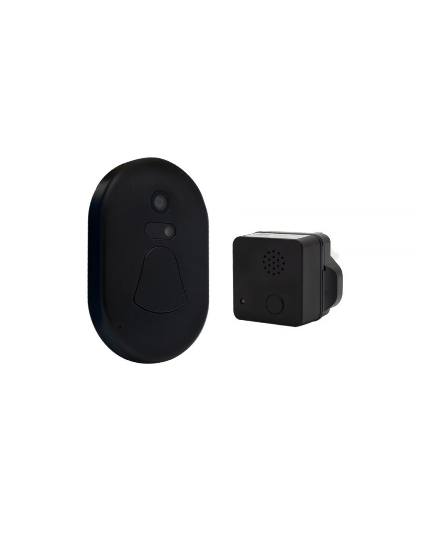 The Wireless Smart Camera Doorbell Black supports photo-taking only, it doesn not support real-time monitoring and video-recording.  Power supply: 2 x AAA Batteries.  Rated voltage: 100V-240V AC.  Plug type: US Plug.  Scope of application: RF(radion frequency)30m + WIFI30m.  Night vision range: 5m.  Mounting Mode: 3M Double-Sided Tape/ Screw-fixed.  Camera lens: 80°Visible Angle + F2.8 Aperture.  Picture resolution: 480x272.  Image sensor: 1/4 CMOS.  Supporting APP: eye4(for iOS/Android system).  Alarm: Buzzer.   Box contains:  1 x Indoor unit, 1 x Outdoor unit (batteries not included), 1 x Manual