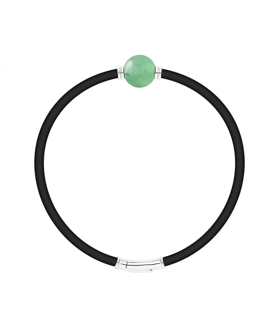 Bracelet Neoprene - AVENTURINE - LUXE EDITION- Sterling Silver 925 Thousandths Ferrules | HR® elasticated - High Resistance | Manufactured in our French Workshop | Delivered with our prestige box and a certificate of warranty & authenticity
