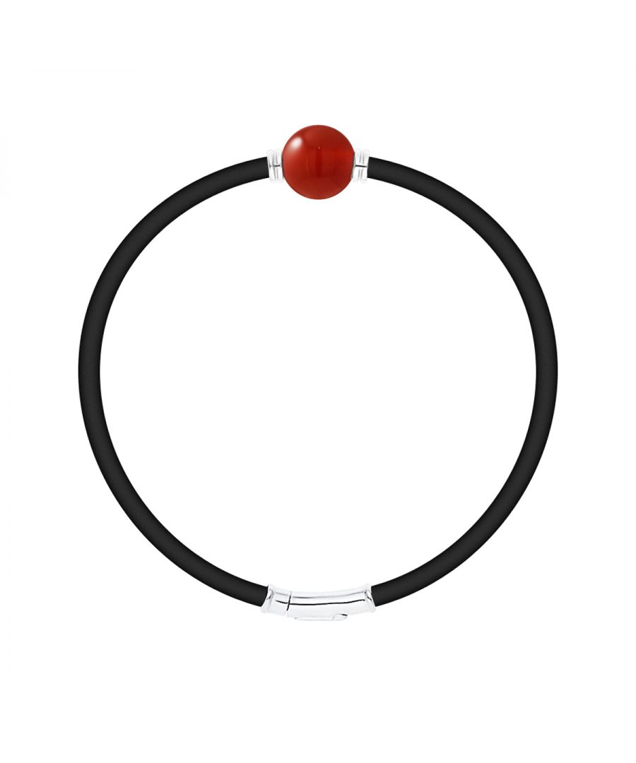 Bracelet Neoprene - RED CORNALINE - LUXE EDITION- Sterling Silver 925 Thousandths Ferrules | HR® elasticated - High Resistance | Manufactured in our French Workshop | Delivered with our prestige box and a certificate of warranty & authenticity