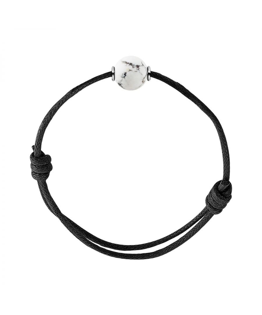 Bracelet Adjustable - HOWLITE - Sliding knot link Sleeves Silver Sterling 925 | HR® elasticated - High Resistance | Manufactured in our French Workshop | Delivered with our prestige box and a certificate of warranty & authenticity