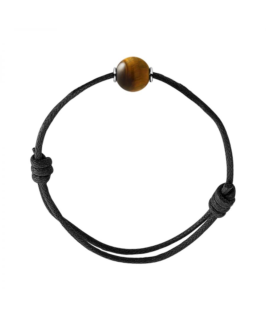 Bracelet Adjustable - TIGER EYE STONE - Sliding knot link Sleeves Silver Sterling 925 | HR® elasticated - High Resistance | Manufactured in our French Workshop | Delivered with our prestige box and a certificate of warranty & authenticity