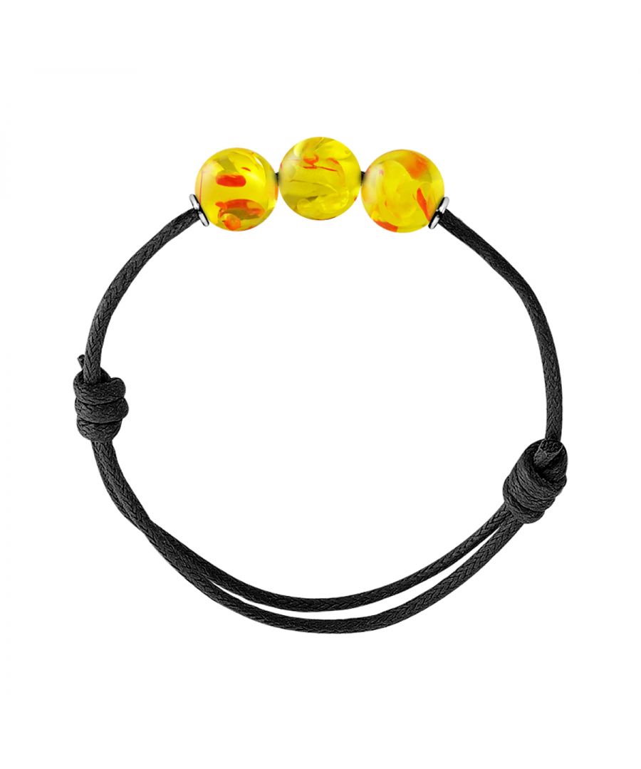 Bracelet Adjustable - AMBER - Sliding knot link Sleeves Silver Sterling 925 | HR® elasticated - High Resistance | Manufactured in our French Workshop | Delivered with our prestige box and a certificate of warranty & authenticity