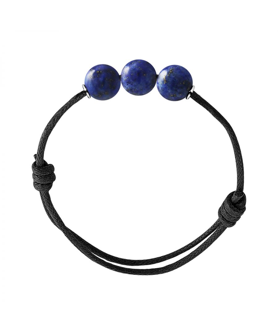 Bracelet Adjustable - LAPIS LAZULI - Sliding knot link Sleeves Silver Sterling 925 | HR® elasticated - High Resistance | Manufactured in our French Workshop | Delivered with our prestige box and a certificate of warranty & authenticity