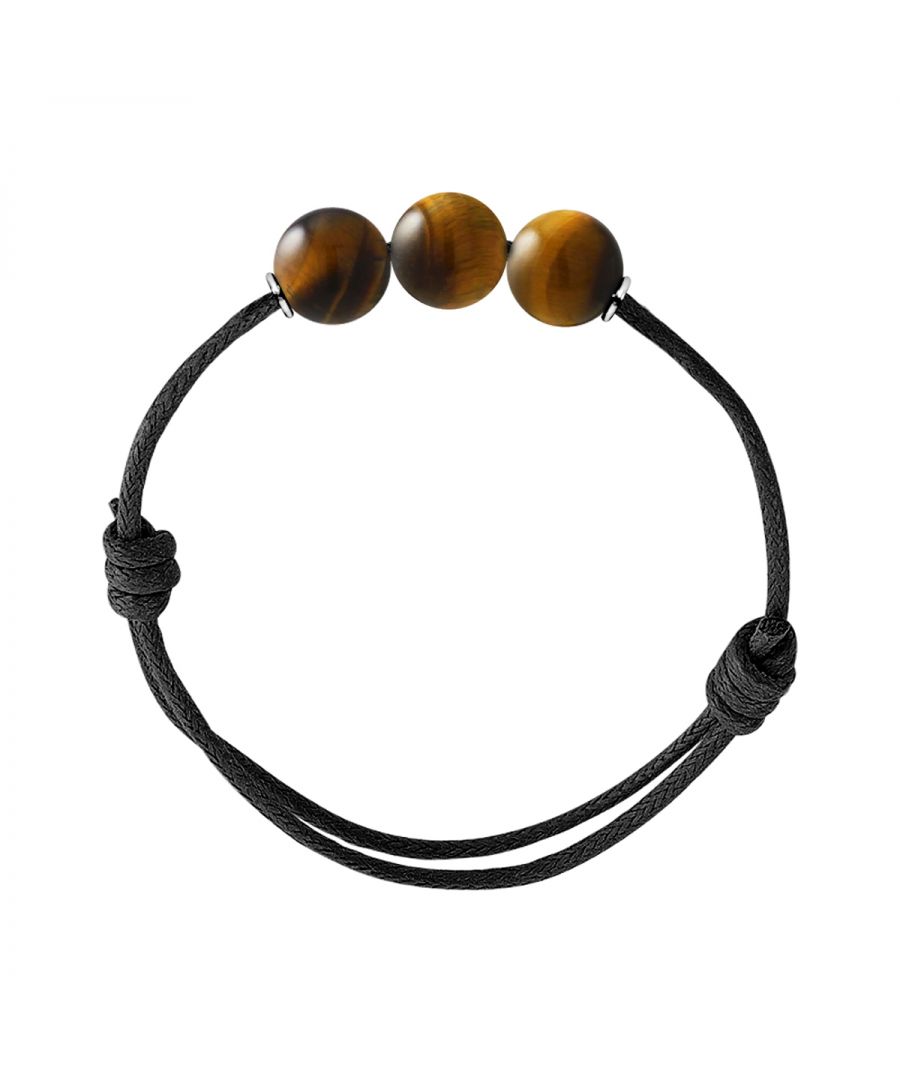 Bracelet Adjustable - TIGER EYE STONE - Sliding knot link Sleeves Silver Sterling 925 | HR® elasticated - High Resistance | Manufactured in our French Workshop | Delivered with our prestige box and a certificate of warranty & authenticity