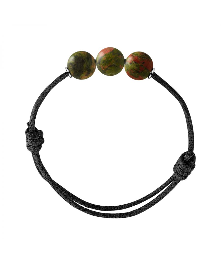 Bracelet Adjustable - UNAKITE - Sliding knot link Sleeves Silver Sterling 925 | HR® elasticated - High Resistance | Manufactured in our French Workshop | Delivered with our prestige box and a certificate of warranty & authenticity