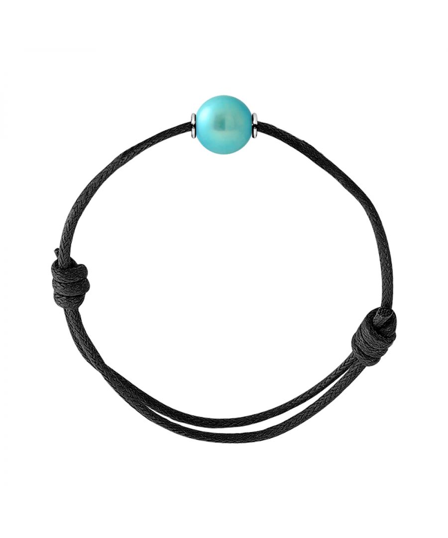 Bracelet Adjustable - TURQUOISE FRESHWATER PEARL - Sliding knot link Sleeves Silver Sterling 925 | HR® elasticated - High Resistance | Manufactured in our French Workshop | Delivered with our prestige box and a certificate of warranty & authenticity