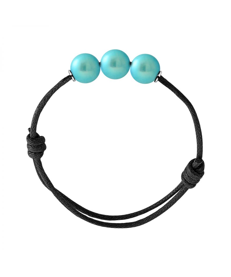 Bracelet Adjustable - TURQUOISE FRESHWATER PEARL - Sliding knot link Sleeves Silver Sterling 925 | HR® elasticated - High Resistance | Manufactured in our French Workshop | Delivered with our prestige box and a certificate of warranty & authenticity