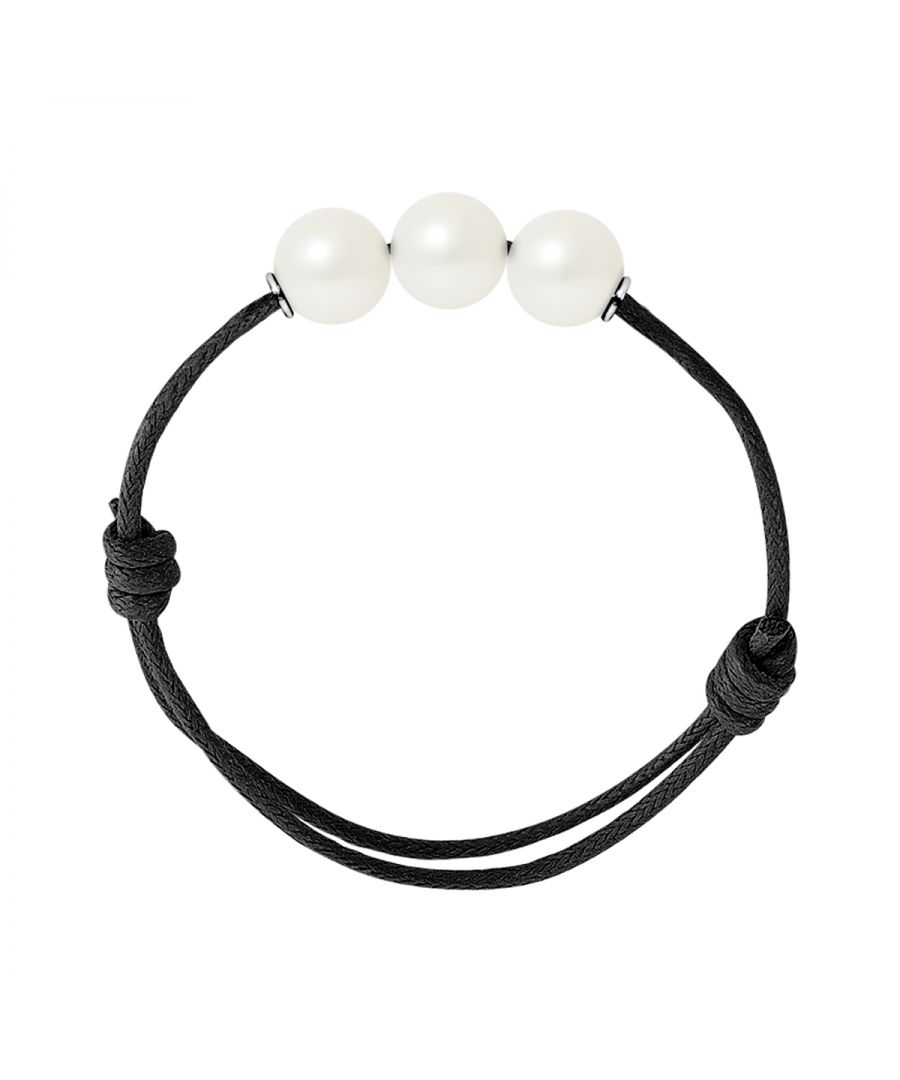 Bracelet Adjustable - CULTURED FRESHWATER WHITE PEARL - Sliding knot link Sleeves Silver Sterling 925 | HR® elasticated - High Resistance | Manufactured in our French Workshop | Delivered with our prestige box and a certificate of warranty & authenticity
