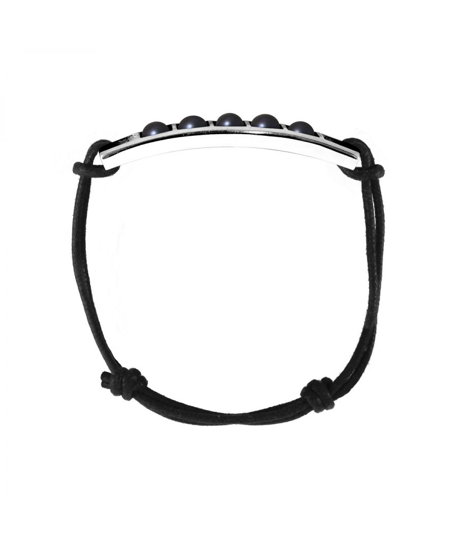 Bracelet Adjustable - BLACK FRESHWATER PEARL - Sliding knot link Sleeves Silver Sterling 925 | HR® elasticated - High Resistance | Manufactured in our French Workshop | Delivered with our prestige box and a certificate of warranty & authenticity