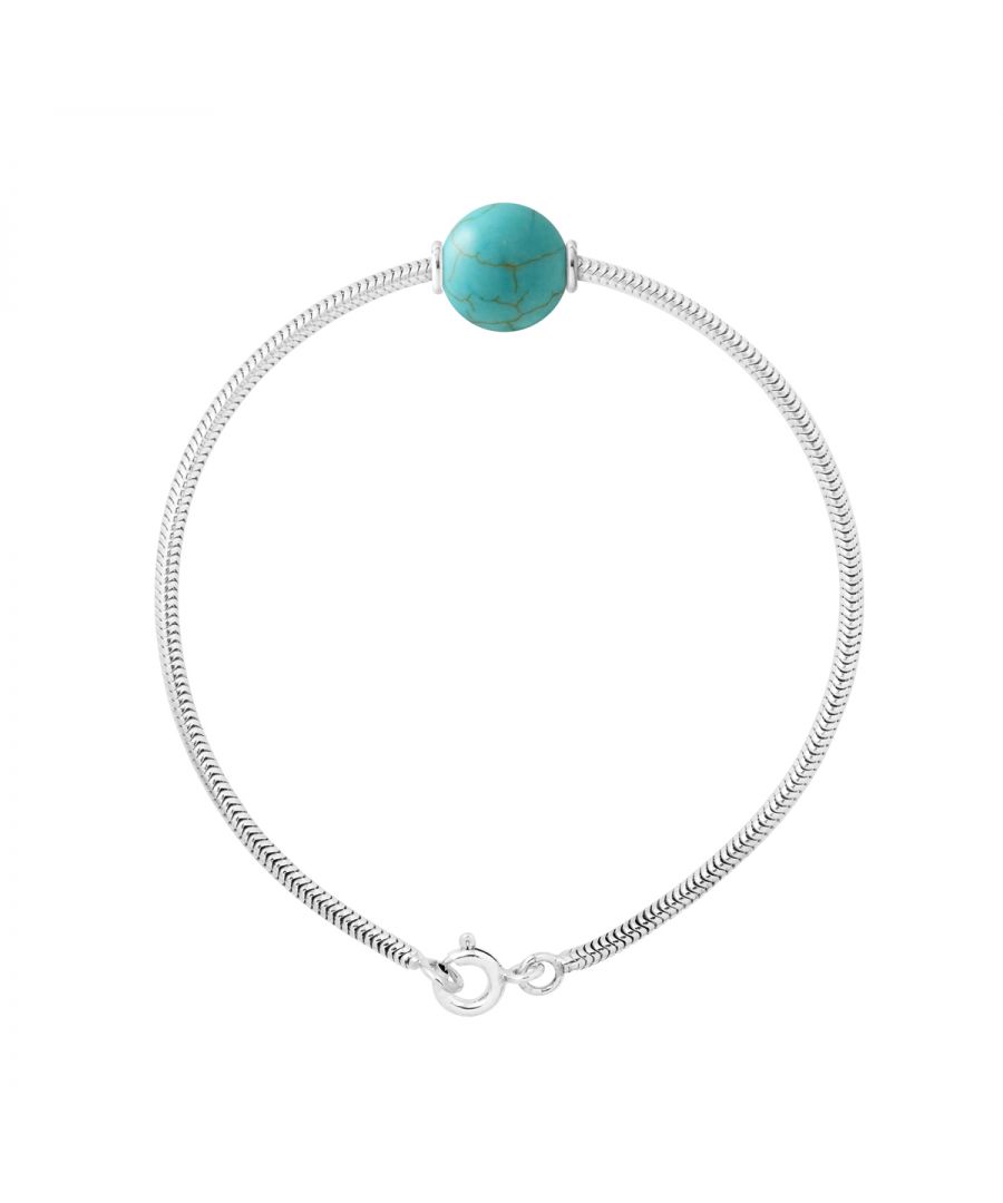 Bracelet Serpentine Mesh - True TURQUOISE - Turquoise blue color Serpentine Mesh and Sleeves Sterling Silver 925 | HR® elasticated - High Resistance | Manufactured in our French Workshop | Delivered with our prestige box and a certificate of warranty & authenticity