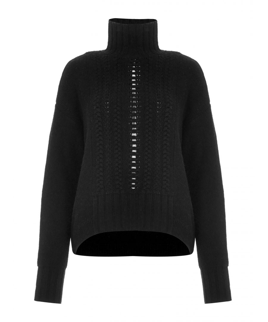 Image for Ladies Wool Cable Polo Necked Jumper