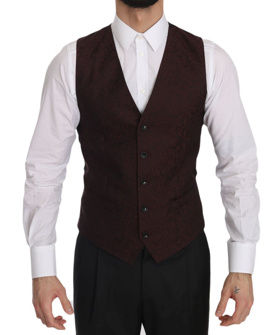 Image for Dolce & Gabbana Bordeaux Brocade Slim Fit Vest