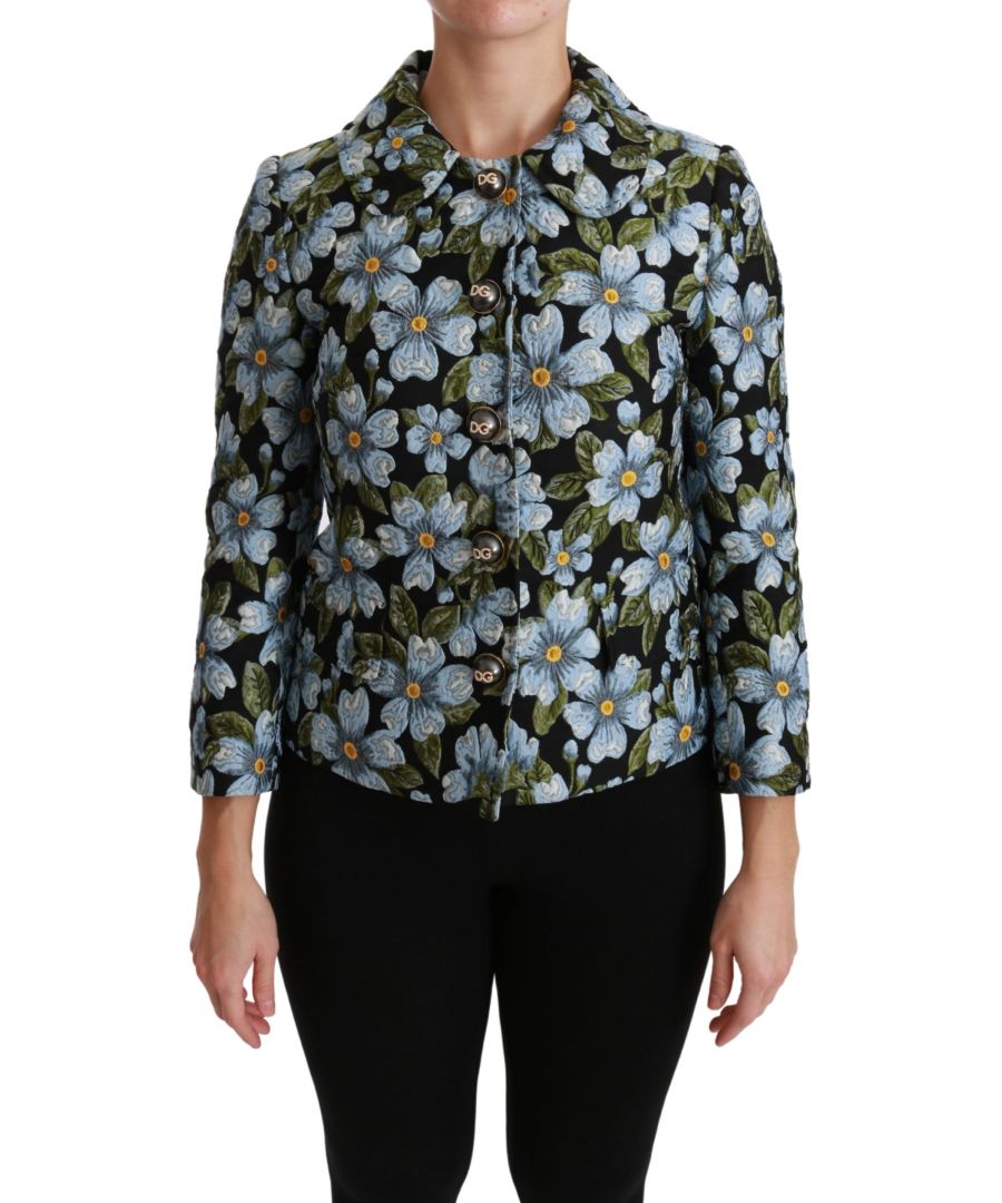 Dolce & Gabbana Womens Multicolor Floral Blazer Coat Jacket - Multicolour Nylon - Size Small