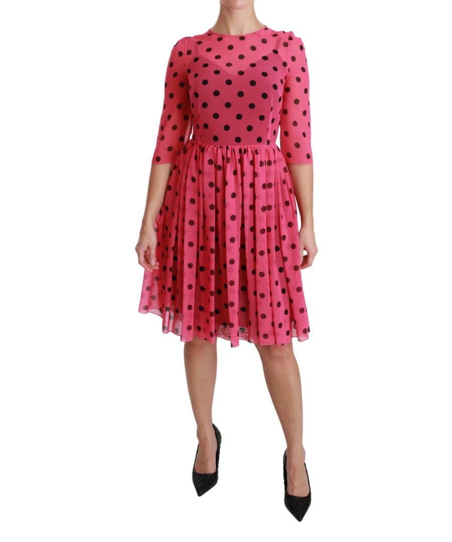 Dolce & Gabbana Roze stippen A-lijn knielange jurk voor dames