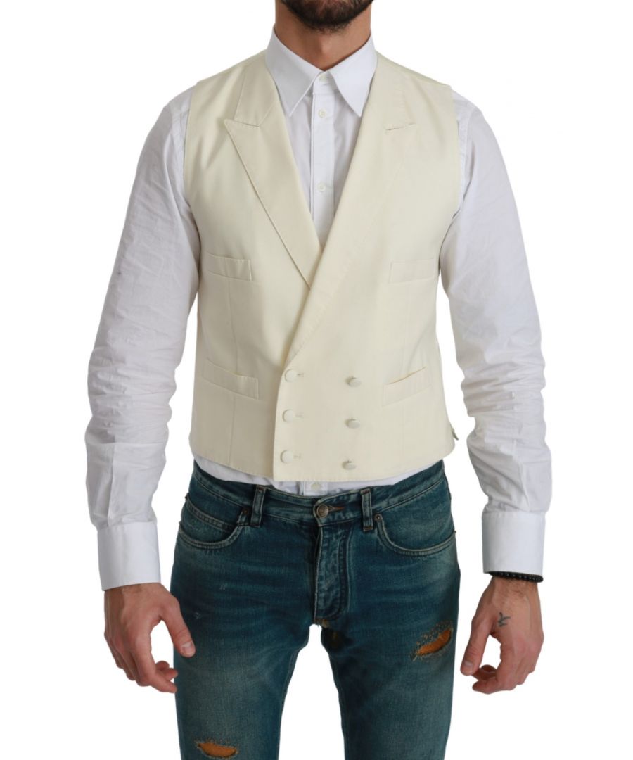 Image for Dolce & Gabbana White Waistcoat Formal Wool  Vest