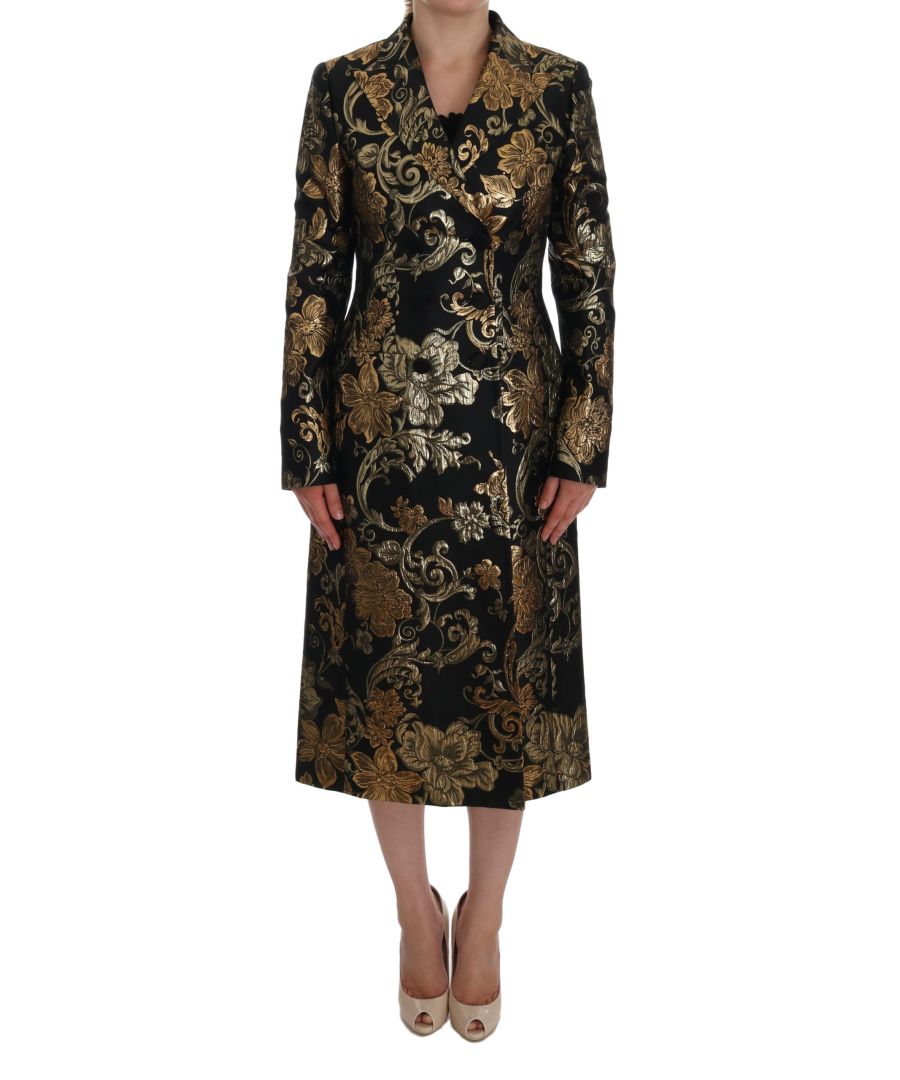 Image for Dolce & Gabbana Black Gold Baroque Trench Coat Jacket