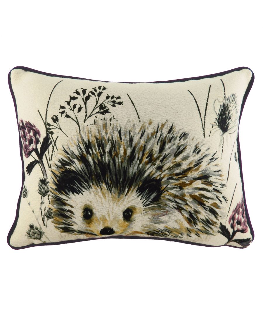 Bring a little wildlife to your interior with this super sweet watercolour painterly style Hedgehog design. The appealing nature of the Hedgehog on a neutral coloured background with additional contrasting piped edges makes this cushion the perfect touch to any home.