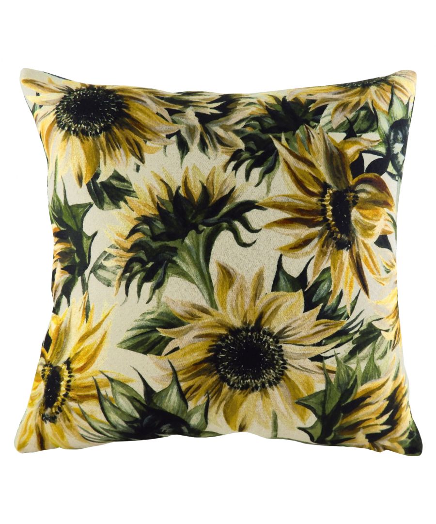 Evans Lichfield Elwood Sunflowers Cushion - Multicolour - Size 43cm (w) x 43cm (l)