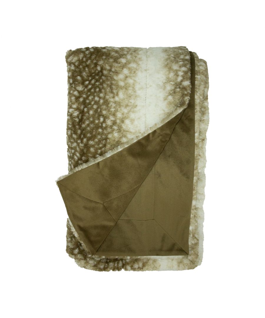 It's time to get cosy and create a textural look at home, with the Fawn faux fur throw, featuring a soft and tonal printed deerskin design. The supersoft micromink reverse makes this throw luxuriously snug and comforting.
