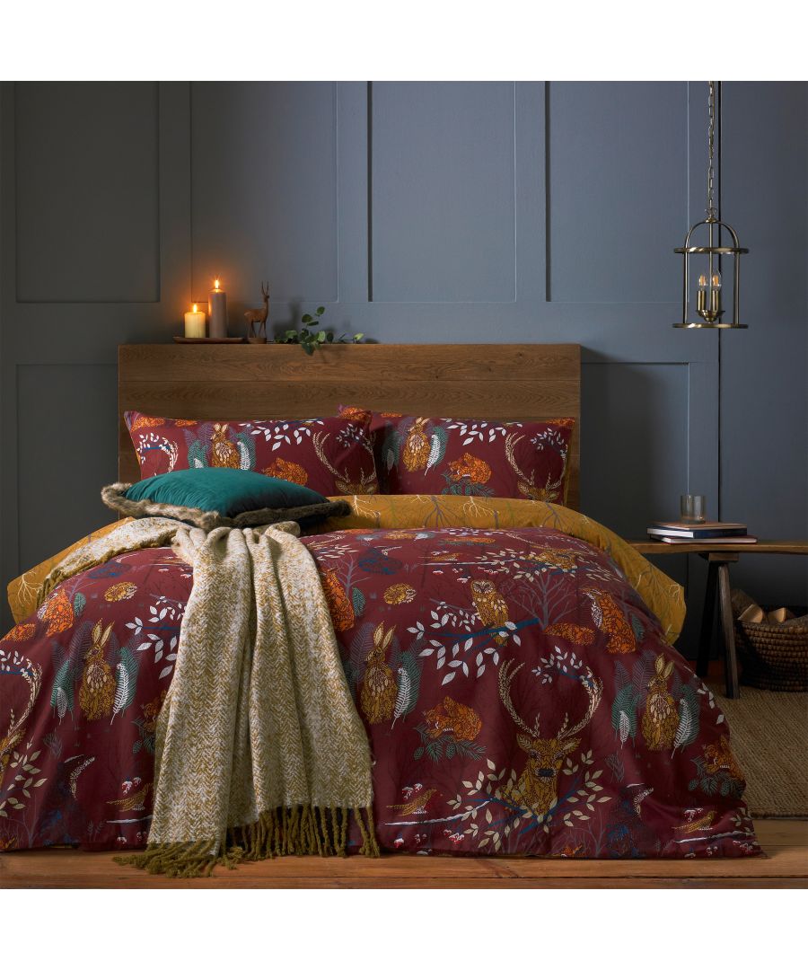 The Forest Fauna Duvet Cover Set features a hand-drawn and painted decorative print capturing the magic of nature. Inspired by the colours of the leaves throughout the year and Woodland animals; the bedding design is complete with a reversible design, clear button closure and easy care properties.\nMeasurements are as below for each size in this range;\nSingle: 137 x 200cm (includes one matching pillowcase)\nDouble: 200 200cm (includes two matching pillowcases)\nKing: 230 x 220cm (includes two matching pillowcases)\nSuper King: 260 x 220cm (includes two matching pillowcases)