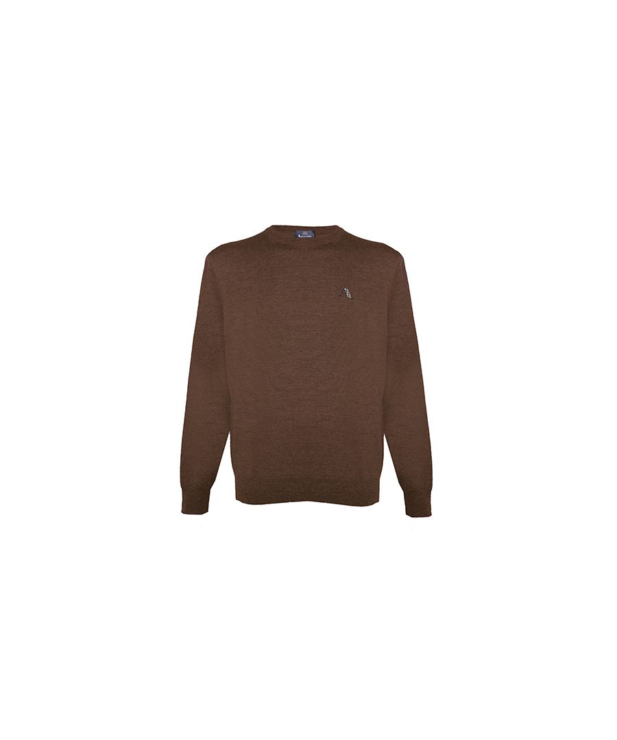Aquascutum Check A Logo Dark Brown Jumper. Aquascutum Check Logo Brown Knitwear Sweater. 35% Wool, 35% Polyamide, 30% Alpaca. Branded A In Classic Check On Left Chest. Regular Fit, Fits True To Size. 9109 01