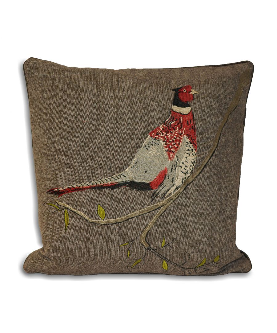 Image for Hunter Herringbone Pheasant Cushion