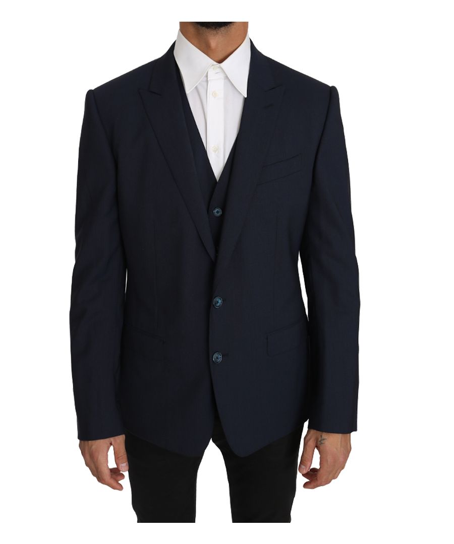 Image for Dolce & Gabbana Blazer Vest 2 Piece Blue Wool MARTINI