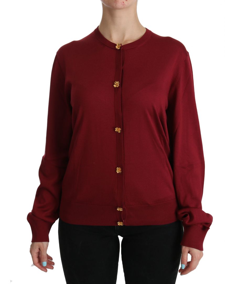 Image for Dolce & Gabbana Red Silk Long Sleeve Cardigan Sweater
