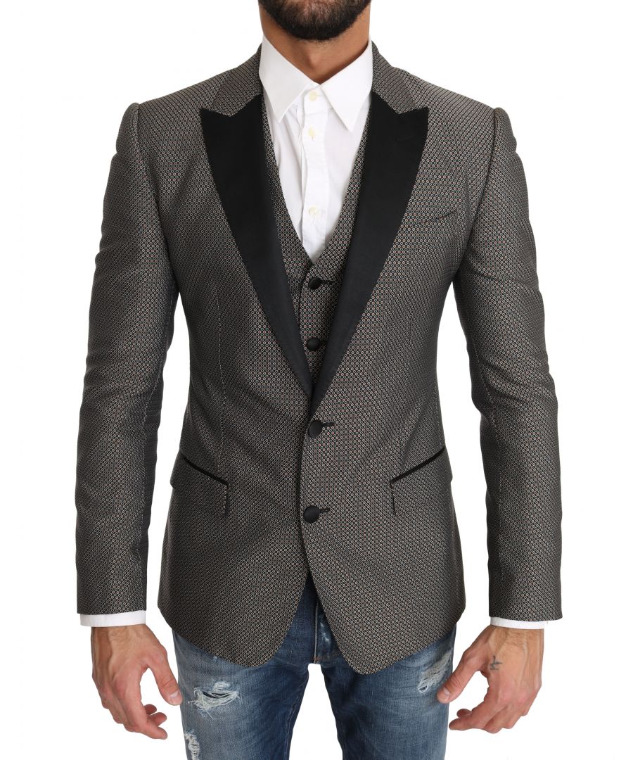 Image for Dolce & Gabbana Blazer Vest 2 Piece Gray MARTINI Pattern