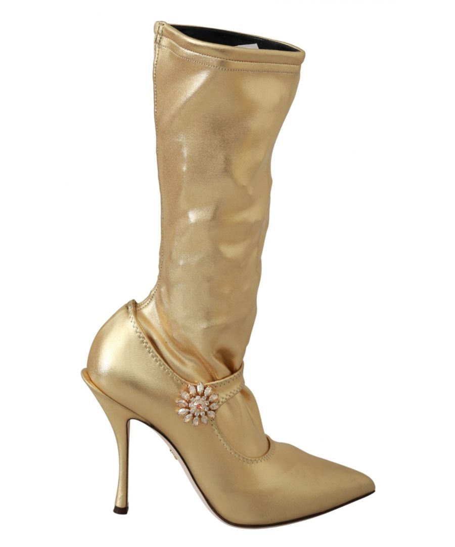 Dolce &; Gabbana Schitterend, gloednieuw met labels 100% Authentieke Dolce &; Gabbana schoenen. Modell: Klassieke pumps booties Kleur: Goud Borduursel: Kristal bloem Materiaal: Spandex, nylon, polyester mix Zool: Leer Logo details Zeer hoge kwaliteit en comfort Made in Italy