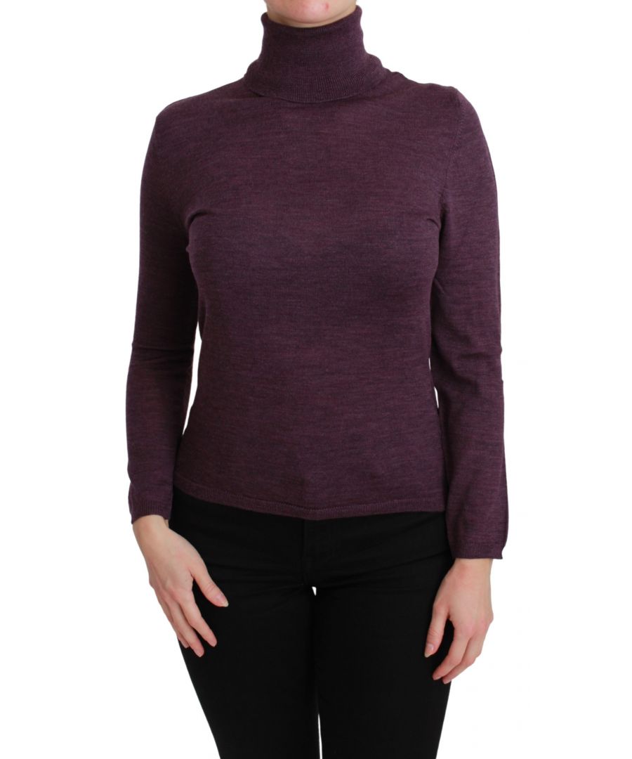 Image for BYBLOS Purple Turtleneck Long Sleeve Pullover Top Wool Sweater
